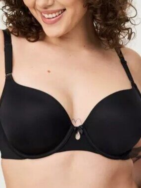 Torrid Black T-Shirt Bra Underwire Smooth 360 Microfiber Plus Lightly Lined 44B